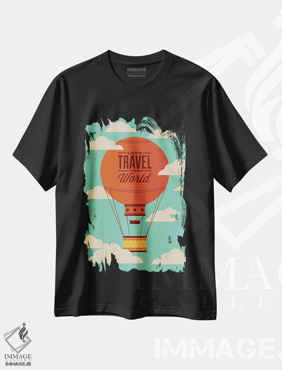 تیشرت طرح دار سفر به دور دنیا، هنر دیجیتال اثر برگر بولت | فروشگاه ایماژ
