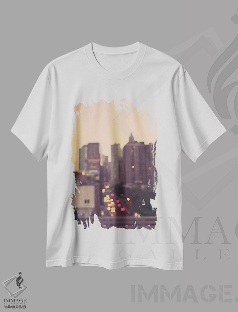 تیشرت طرح دار ساعت طلایی منهتن، مدیوم اثر آن هادک | immage.ir