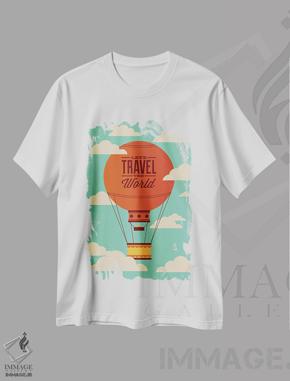تیشرت طرح دار سفر به دور دنیا، هنر دیجیتال اثر برگر بولت | immage.ir