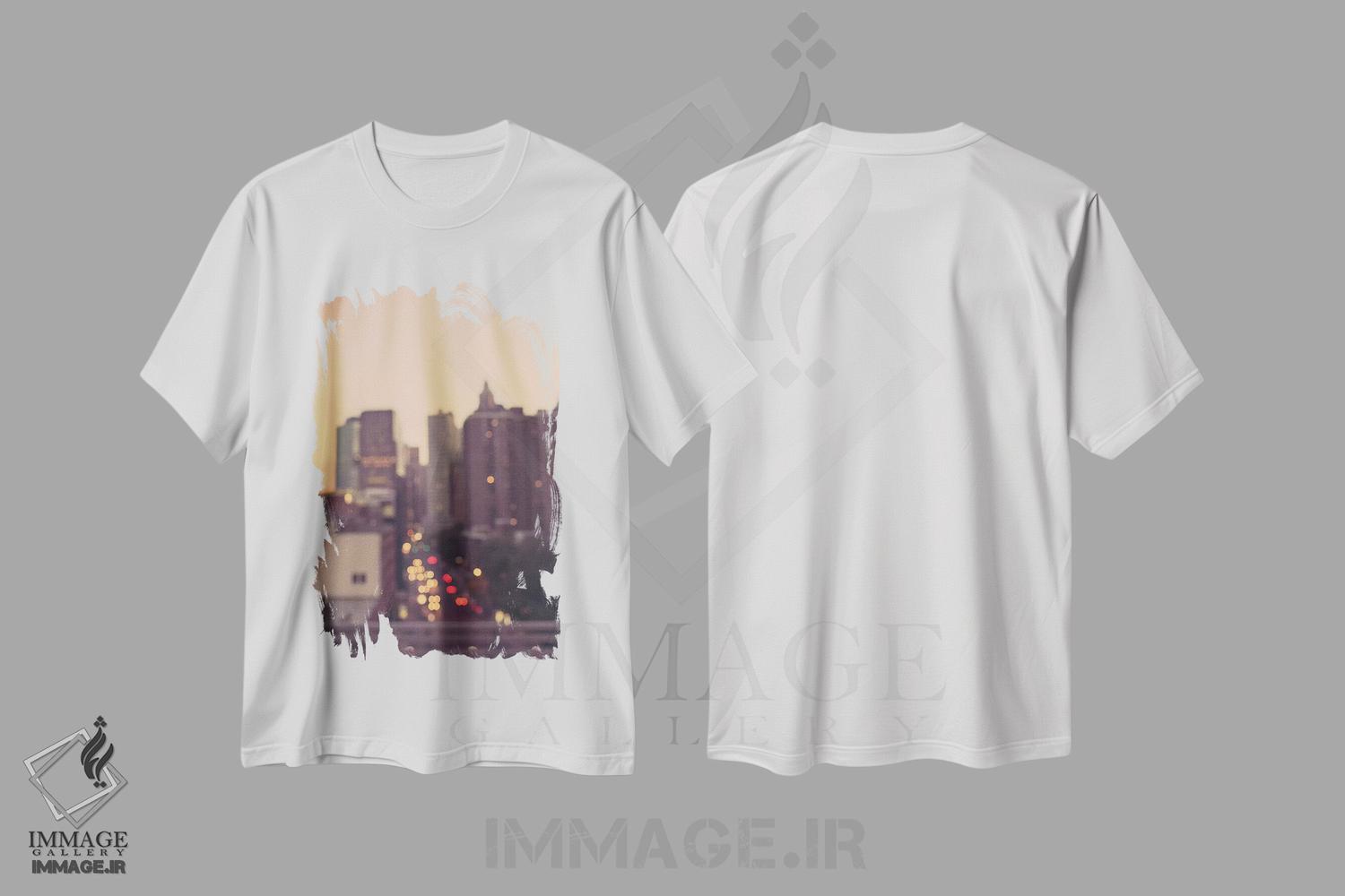 تیشرت طرح دار ساعت طلایی منهتن، مدیوم اثر آن هادک | immage.ir