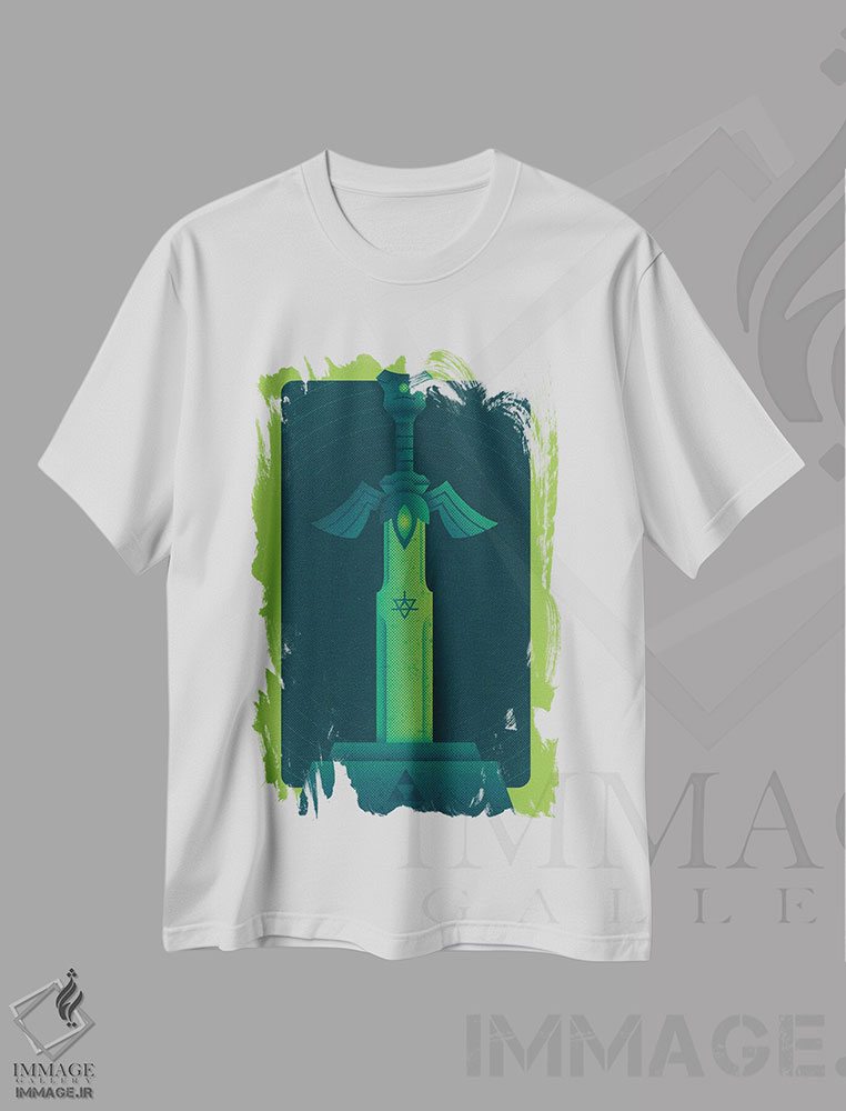 تیشرت طرح دار شمشیر قهرمانان، هنر دیجیتال اثر برگر بولت | immage.ir