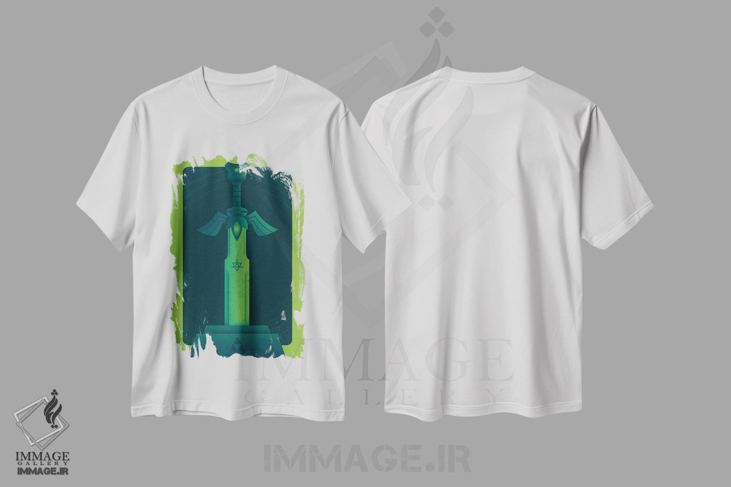 تیشرت طرح دار شمشیر قهرمانان، هنر دیجیتال اثر برگر بولت | immage.ir