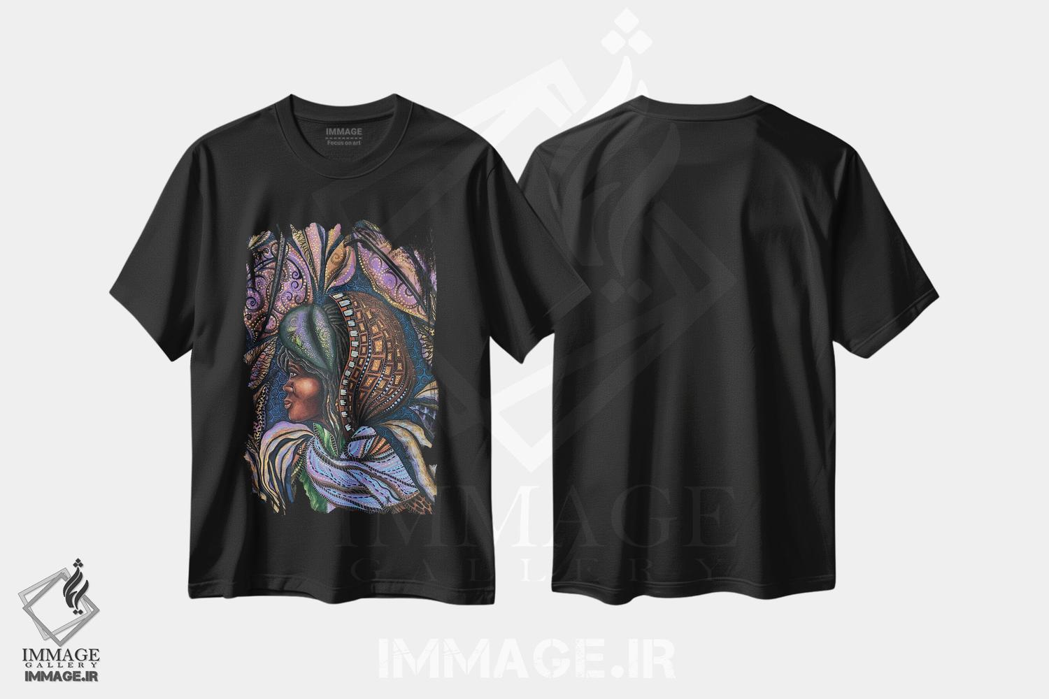 تیشرت طرح دار هریت زیر پرده شب، هنر آمریکایی آفریقایی تبار اثر اشلی جوی | فروشگاه ایماژ