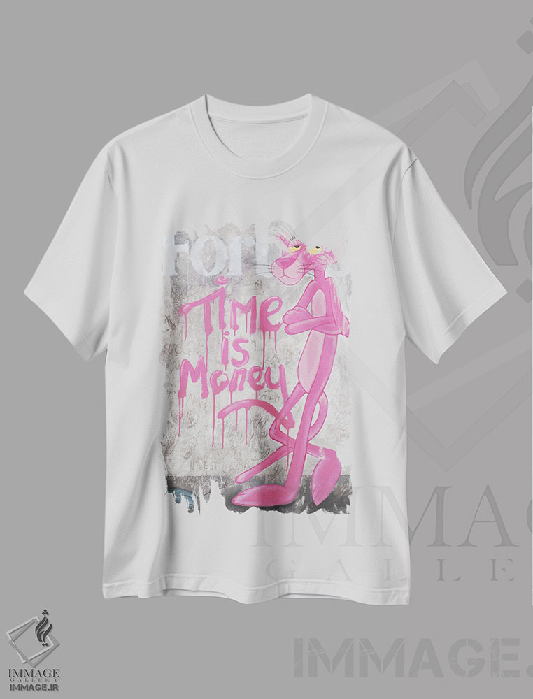 تیشرت طرح دار پلنگ صورتی، هنر فاخر معاصر اثر آرتاش هاکوبیان | immage.ir