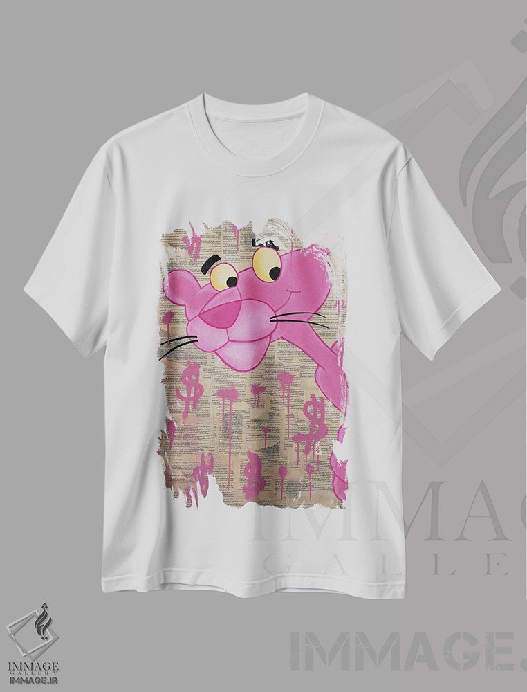 تیشرت طرح دار پلنگ صورتی، هنر فاخر معاصر اثر آرتاش هاکوبیان | immage.ir