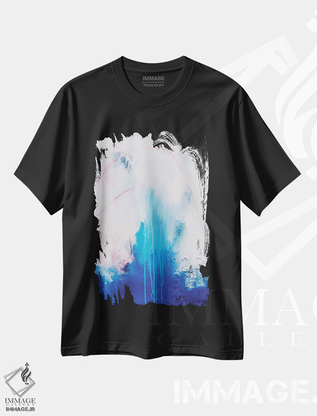 تیشرت طرح دار آبی بنفش اثر جولی احمد | فروشگاه ایماژ