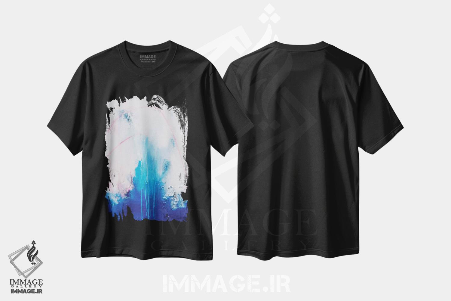 تیشرت طرح دار آبی بنفش اثر جولی احمد | فروشگاه ایماژ
