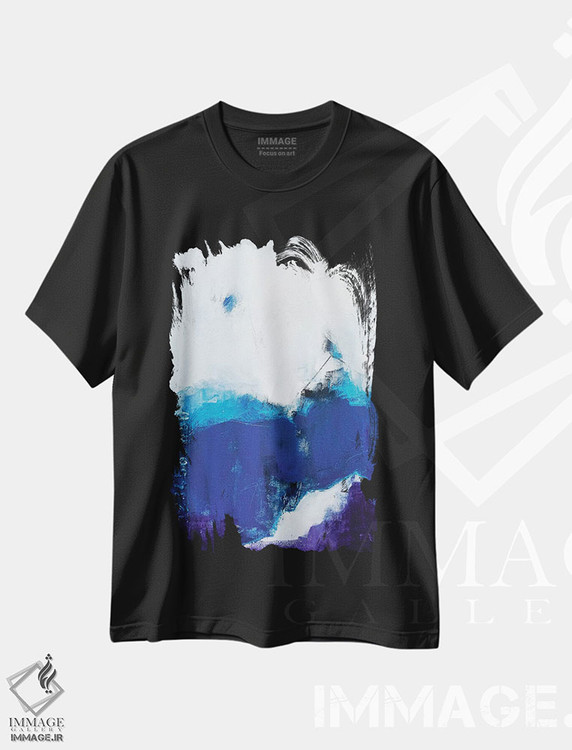 تیشرت طرح دار خانه کوچک روی زغال اخته اثر جولی احمد | فروشگاه ایماژ