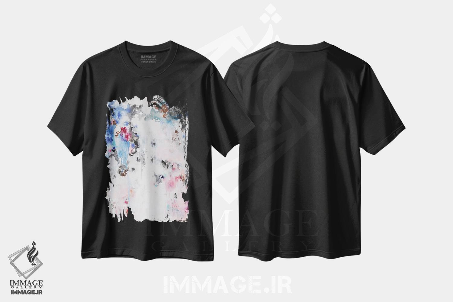 تیشرت طرح دار نورانی با ستارگان، آبستره اثر جولی احمد | فروشگاه ایماژ