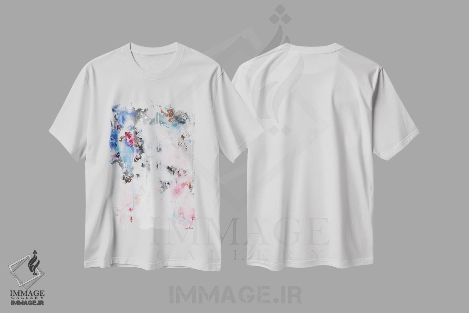 تیشرت طرح دار نورانی با ستارگان، آبستره اثر جولی احمد | immage.ir