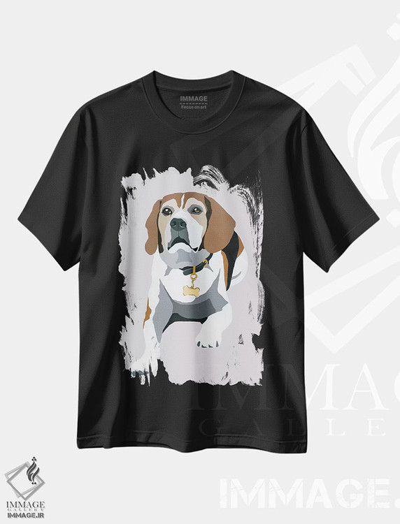 تیشرت طرح دار بیگل روی زمینه خاکستری اثر جولی احمد | فروشگاه ایماژ