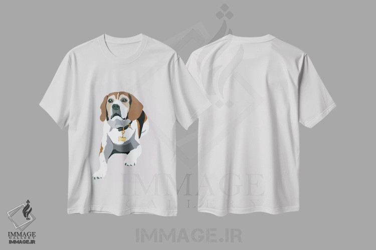 تیشرت طرح دار بیگل روی زمینه خاکستری اثر جولی احمد | immage.ir