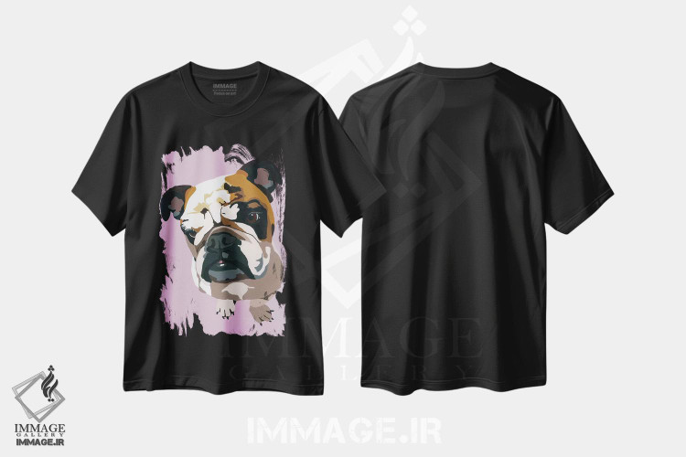 تیشرت طرح دار بولداگ روی زمینه اسطوخودوس اثر جولی احمد | فروشگاه ایماژ