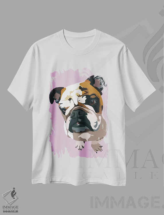 تیشرت طرح دار بولداگ روی زمینه اسطوخودوس اثر جولی احمد | immage.ir
