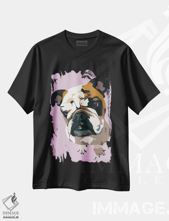 تیشرت طرح دار بولداگ روی زمینه اسطوخودوس اثر جولی احمد | فروشگاه ایماژ