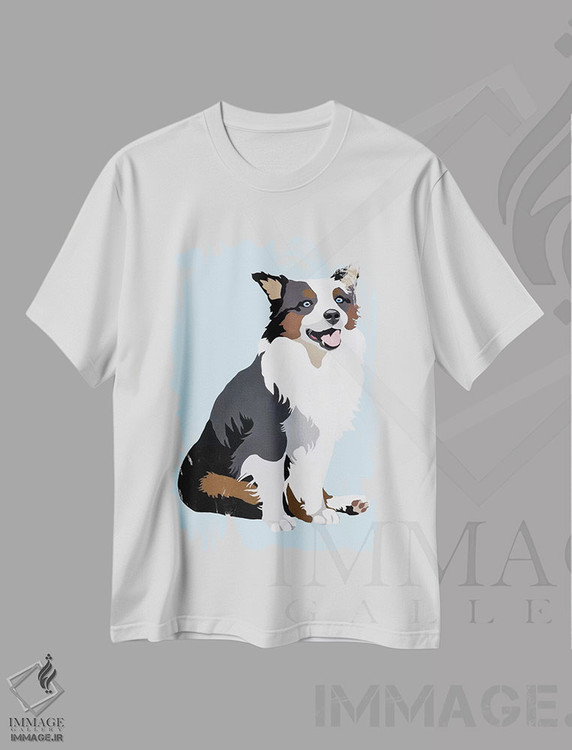 تیشرت طرح دار واق واق روی زمینه آبی اثر جولی احمد | immage.ir