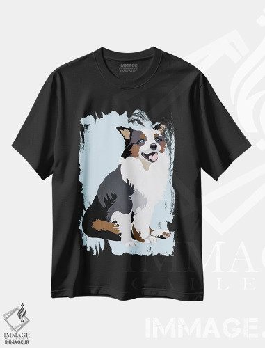 تیشرت طرح دار واق واق روی زمینه آبی اثر جولی احمد | فروشگاه ایماژ