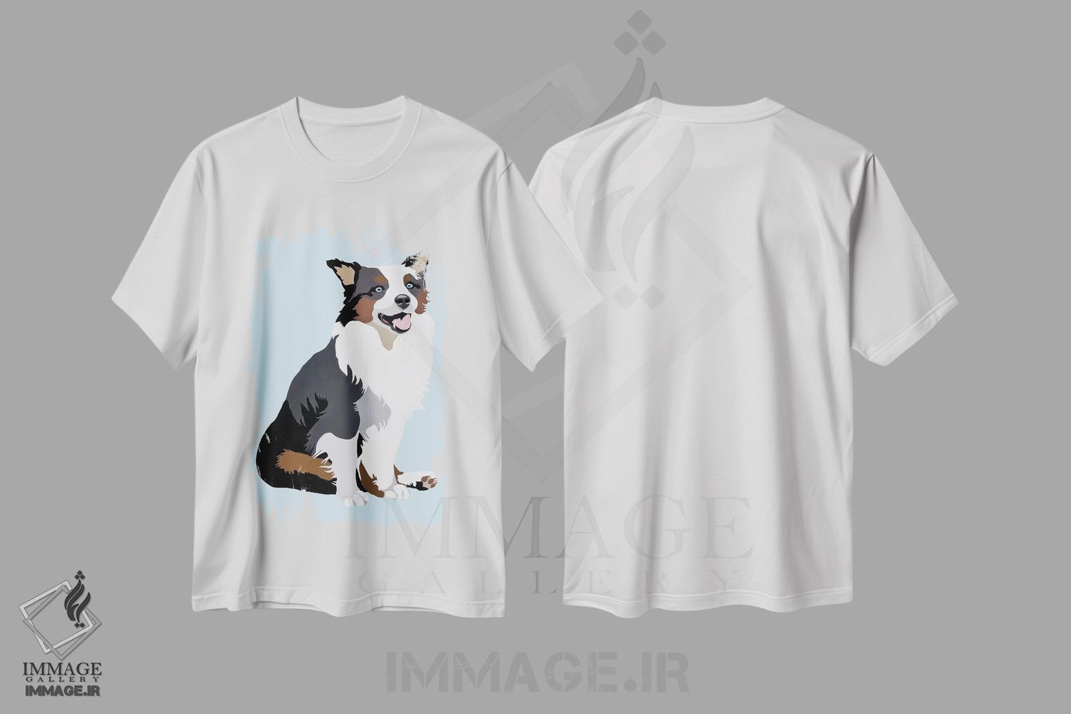 تیشرت طرح دار واق واق روی زمینه آبی اثر جولی احمد | immage.ir