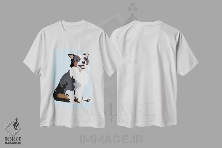 تیشرت طرح دار واق واق روی زمینه آبی اثر جولی احمد | immage.ir
