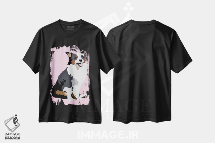 تیشرت طرح دار واق واق روی زمینه صورتی اثر جولی احمد | فروشگاه ایماژ