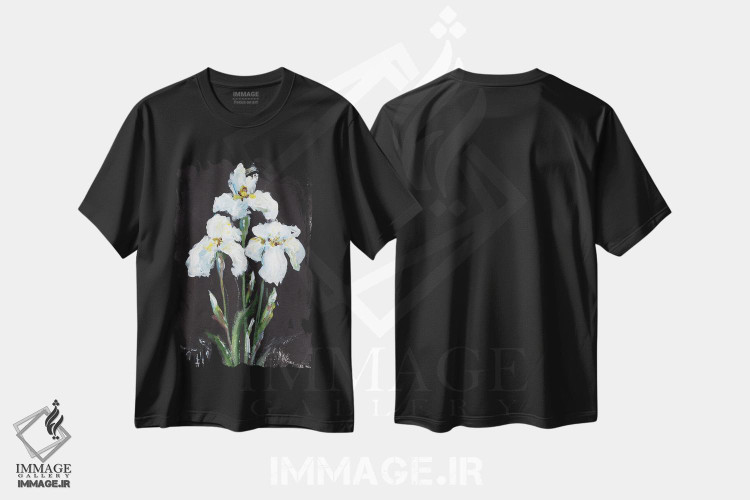 تیشرت طرح دار زنبق های متضاد، دکور معاصر اثر آماندا هیلبرن | فروشگاه ایماژ