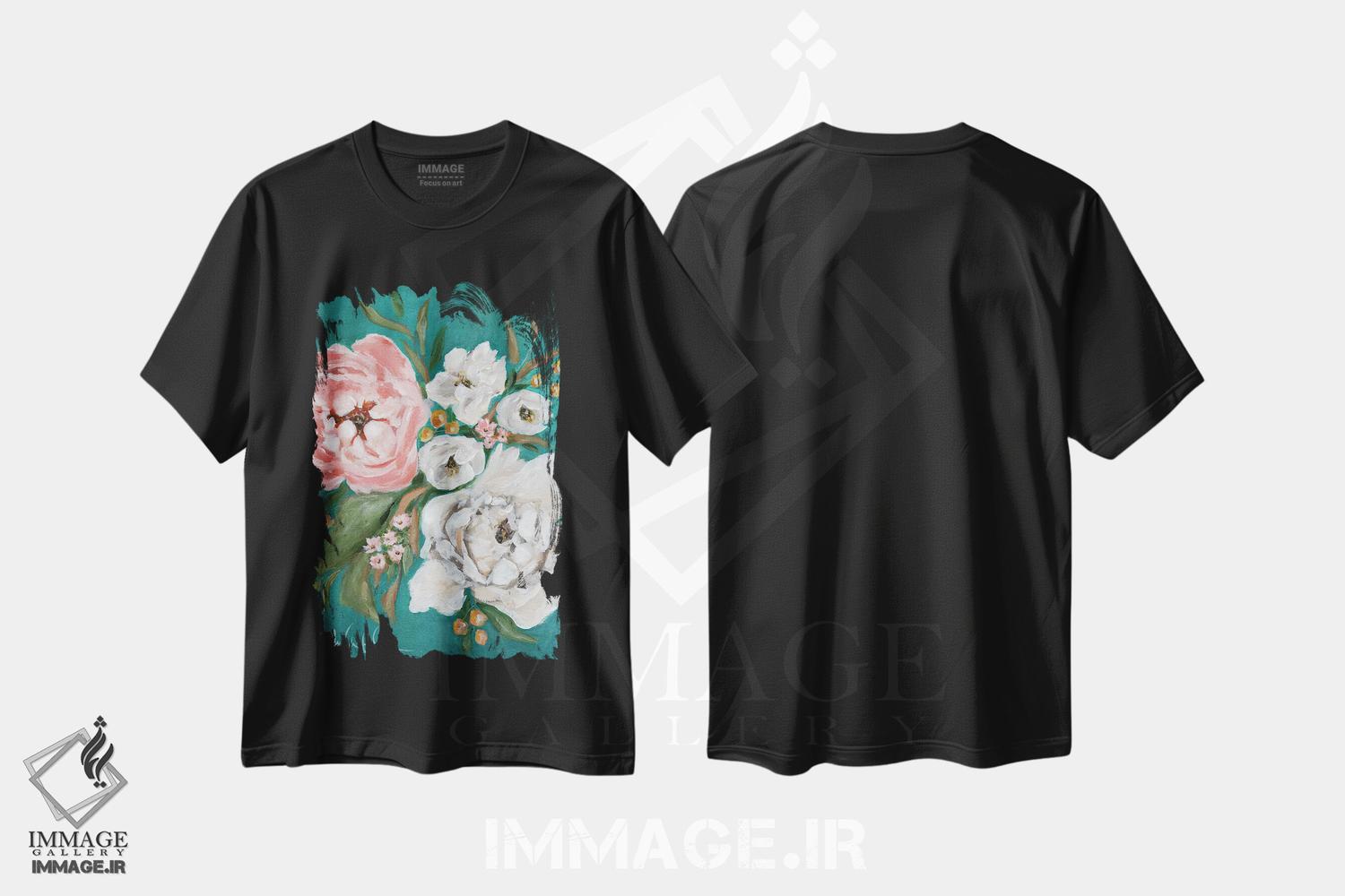 تیشرت طرح دار شکوفه های بهاری و صدتومانی ها، دکور معاصر اثر آماندا هیلبرن | فروشگاه ایماژ