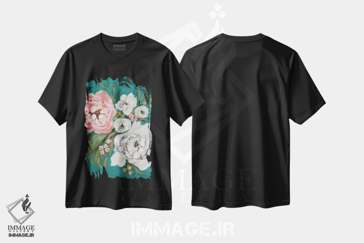 تیشرت طرح دار شکوفه های بهاری و صدتومانی ها، دکور معاصر اثر آماندا هیلبرن | فروشگاه ایماژ