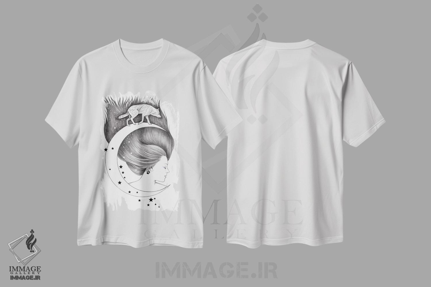 تیشرت طرح دار ماه پیمای، نقاشی و تصویرگری سیاه و سفید اثر آندریا هرنیاک | immage.ir