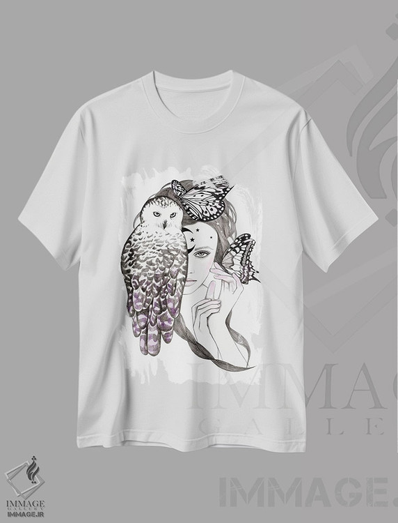 تیشرت طرح دار جغد شب، دست نقاشی و طراحی دستی اثر آندریا هرنیاک | immage.ir