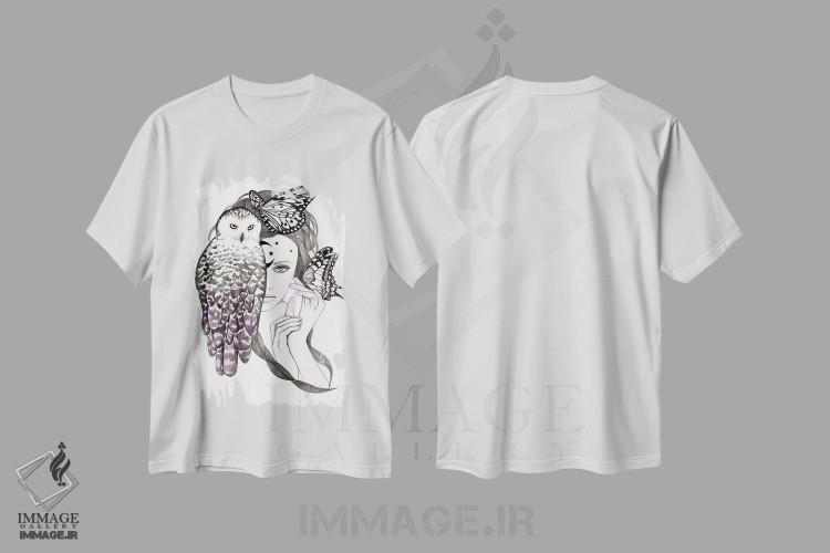 تیشرت طرح دار جغد شب، دست نقاشی و طراحی دستی اثر آندریا هرنیاک | immage.ir