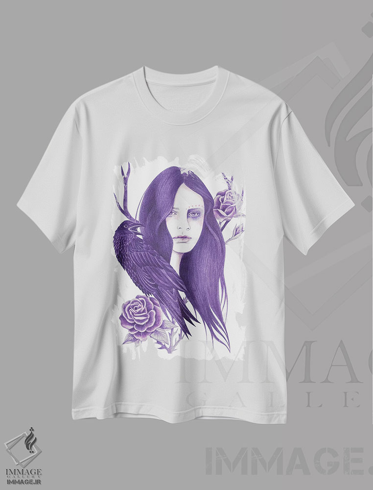 تیشرت طرح دار کلاغ، دست نقاشی و طراحی دستی اثر آندریا هرنیاک | immage.ir