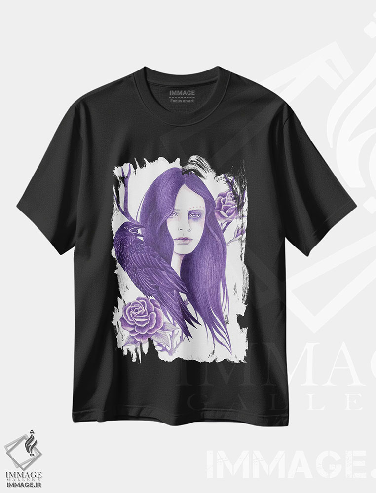 تیشرت طرح دار کلاغ، دست نقاشی و طراحی دستی اثر آندریا هرنیاک | فروشگاه ایماژ