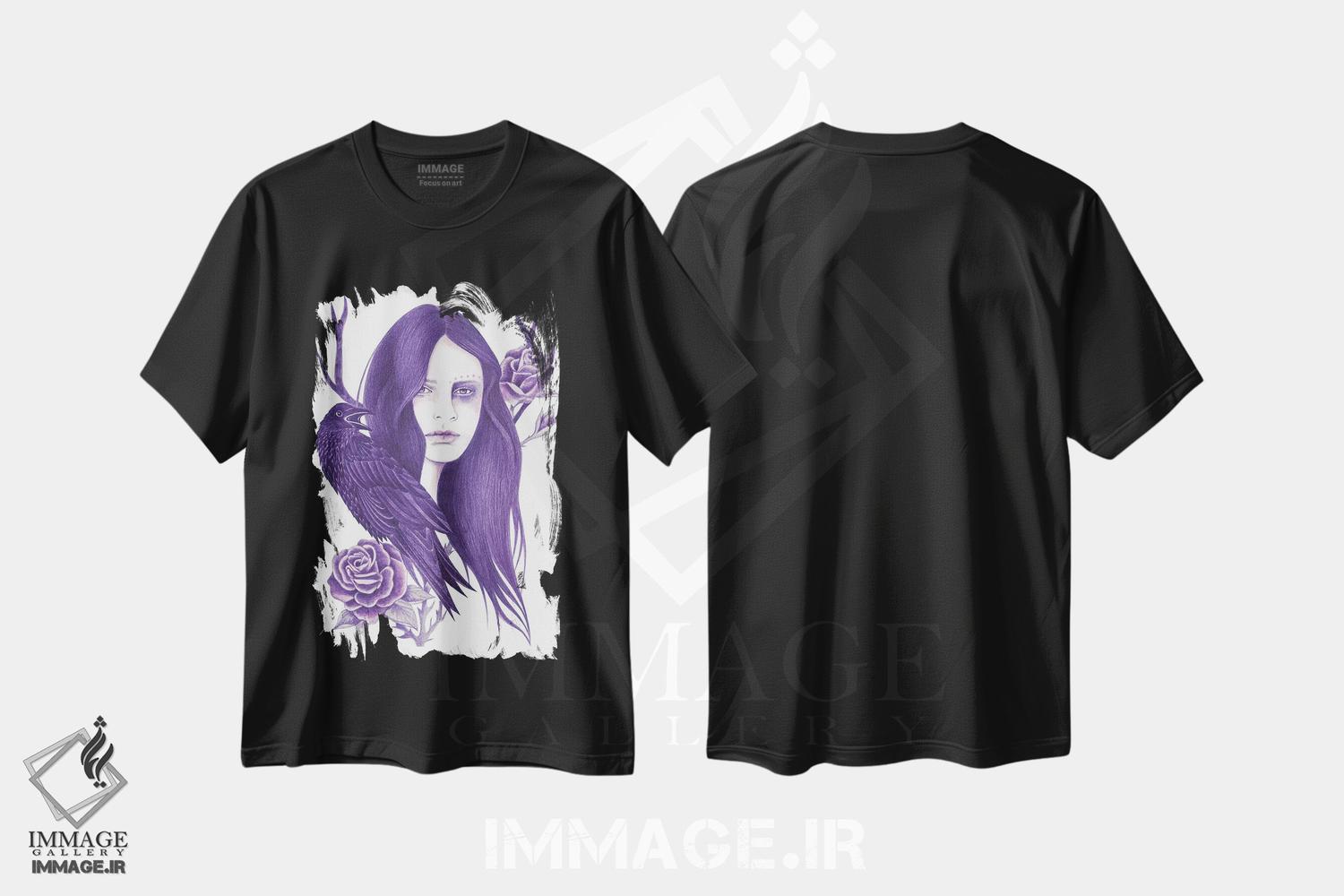 تیشرت طرح دار کلاغ، دست نقاشی و طراحی دستی اثر آندریا هرنیاک | فروشگاه ایماژ