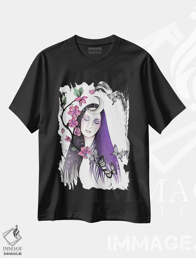 تیشرت طرح دار زمان شکوفه، دست نقاشی و طراحی دستی اثر آندریا هرنیاک | فروشگاه ایماژ
