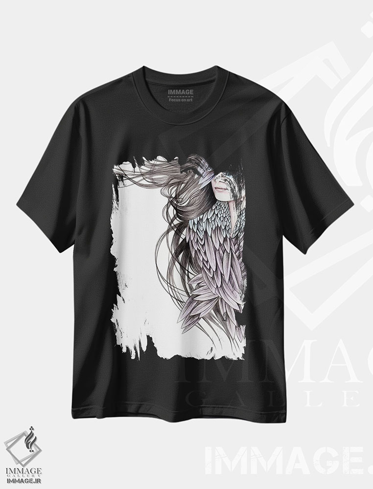 تیشرت طرح دار بال های کلاغ، دست نقاشی و طراحی دستی اثر آندریا هرنیاک | فروشگاه ایماژ
