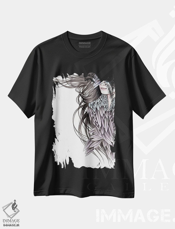 تیشرت طرح دار بال های کلاغ، دست نقاشی و طراحی دستی اثر آندریا هرنیاک | فروشگاه ایماژ