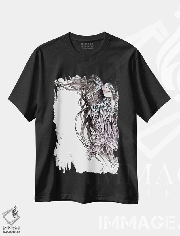 تیشرت طرح دار بال های کلاغ، دست نقاشی و طراحی دستی اثر آندریا هرنیاک | فروشگاه ایماژ