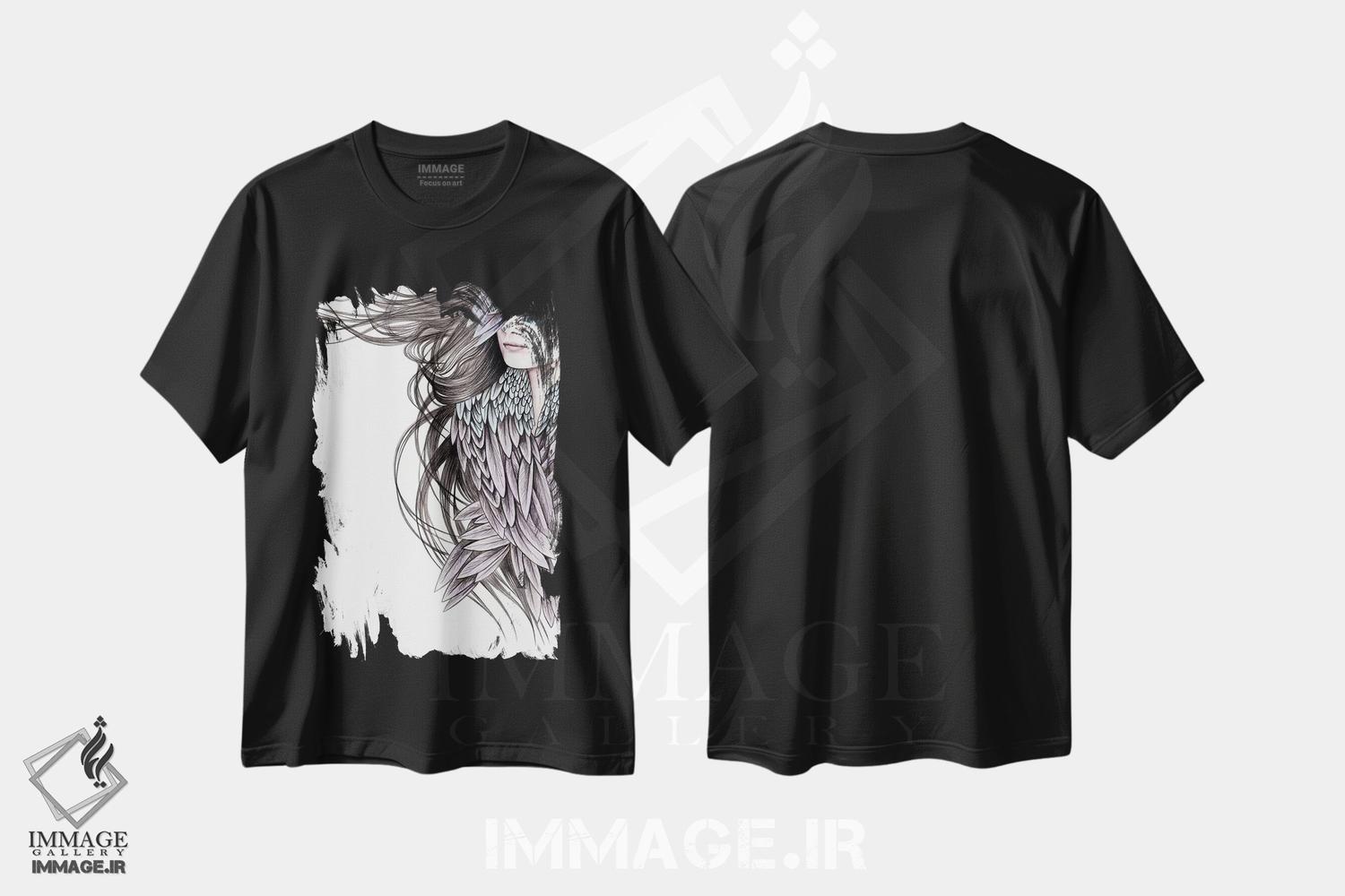 تیشرت طرح دار بال های کلاغ، دست نقاشی و طراحی دستی اثر آندریا هرنیاک | فروشگاه ایماژ