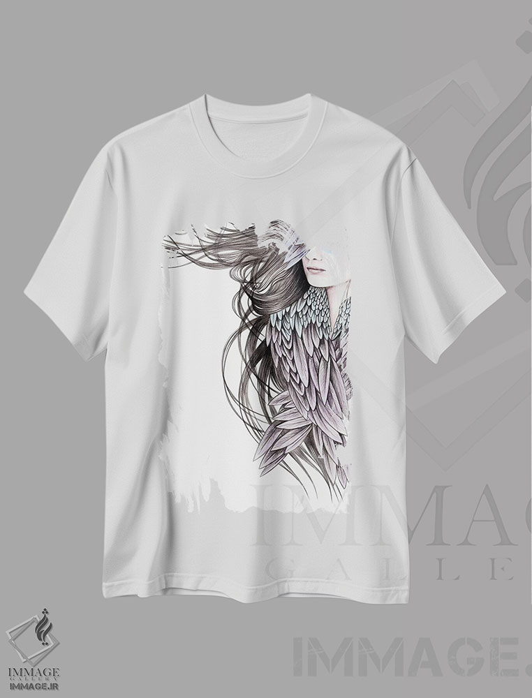 تیشرت طرح دار بال های کلاغ، دست نقاشی و طراحی دستی اثر آندریا هرنیاک | immage.ir