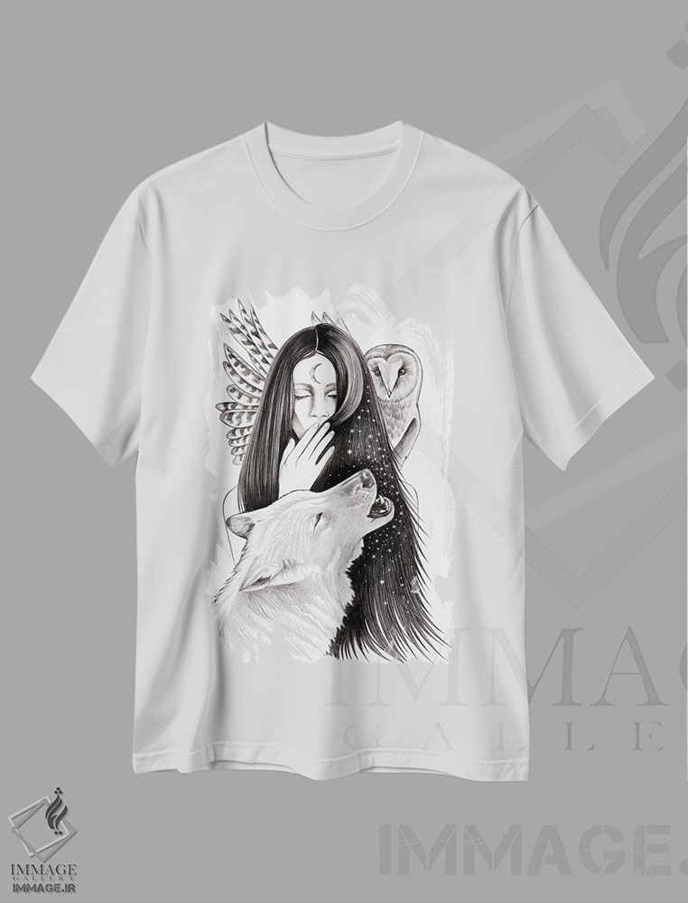 تیشرت طرح دار آیین، نقاشی و تصویرگری سیاه و سفید اثر آندریا هرنیاک | immage.ir