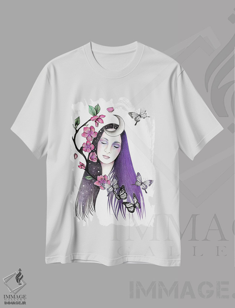 تیشرت طرح دار زمان شکوفه، دست نقاشی و طراحی دستی اثر آندریا هرنیاک | immage.ir