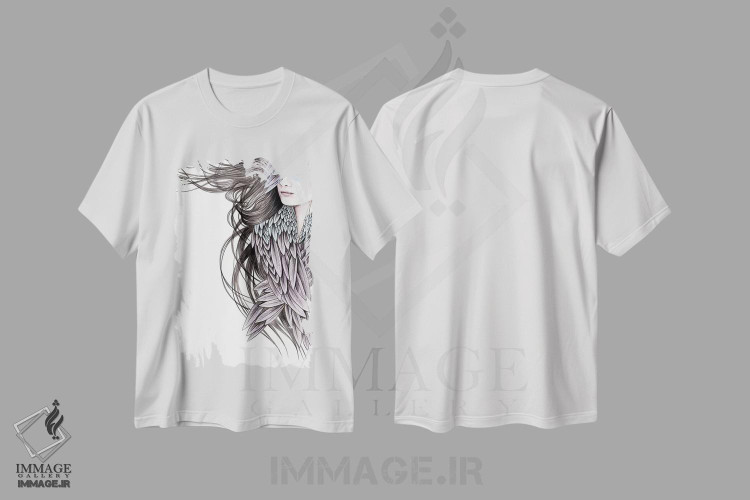 تیشرت طرح دار بال های کلاغ، دست نقاشی و طراحی دستی اثر آندریا هرنیاک | immage.ir