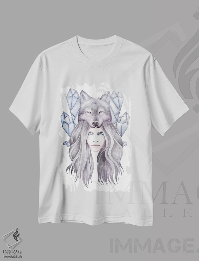 تیشرت طرح دار گرگ ماده، دست نقاشی و طراحی دستی اثر آندریا هرنیاک | immage.ir