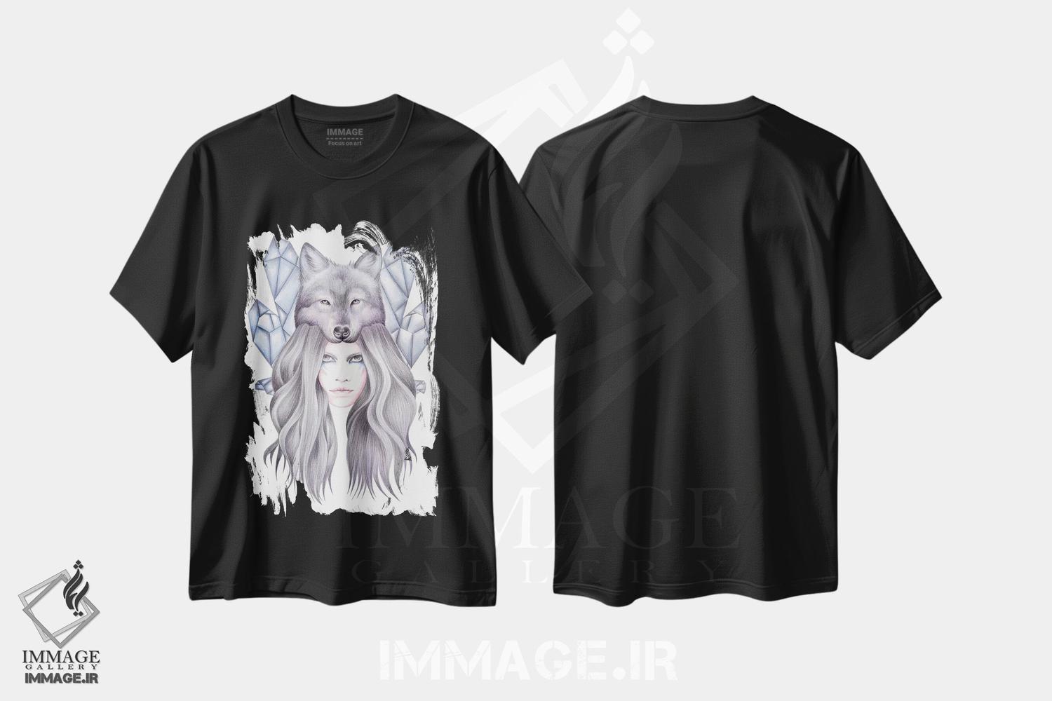 تیشرت طرح دار گرگ ماده، دست نقاشی و طراحی دستی اثر آندریا هرنیاک | فروشگاه ایماژ