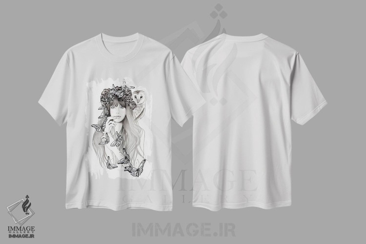 تیشرت طرح دار خاموش/سکوت، نقاشی و تصویرگری سیاه و سفید اثر آندریا هرنیاک | immage.ir