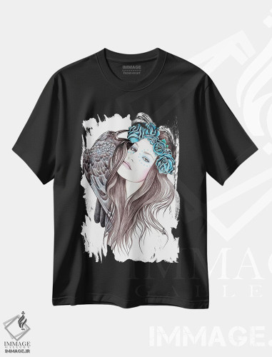 تیشرت طرح دار ماه آبی، دست نقاشی و طراحی دستی اثر آندریا هرنیاک | فروشگاه ایماژ