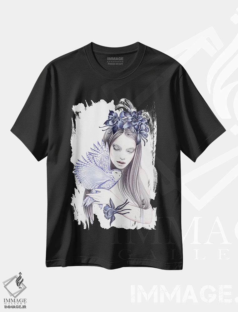 تیشرت طرح دار گل وحشی، دست نقاشی و طراحی دستی اثر آندریا هرنیاک | فروشگاه ایماژ