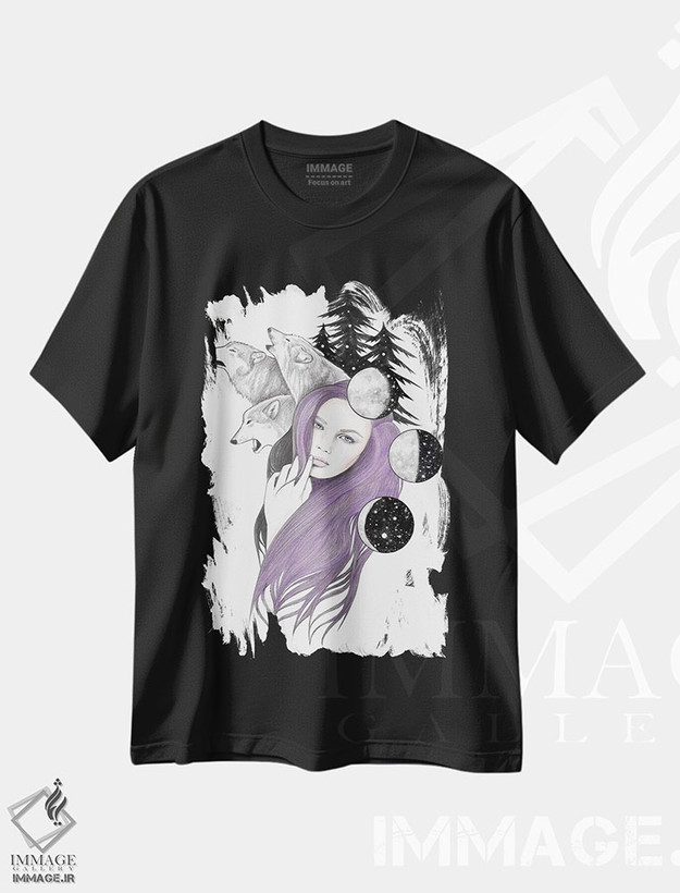 تیشرت طرح دار سه ماه، دست نقاشی و طراحی دستی اثر آندریا هرنیاک | فروشگاه ایماژ