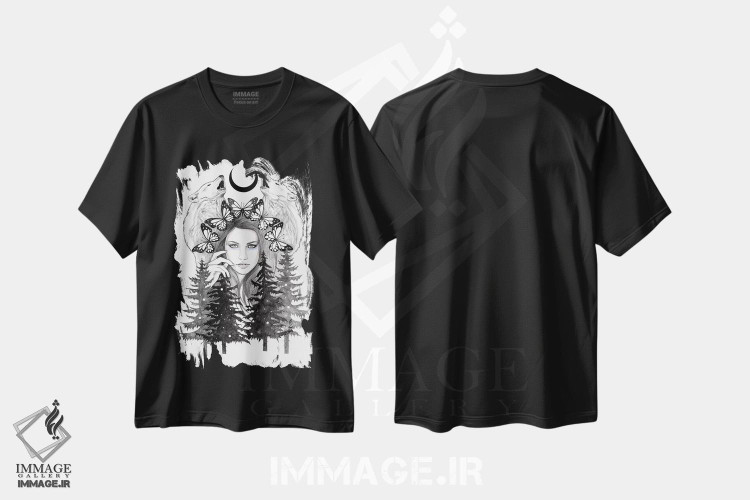 تیشرت طرح دار بیابان/حیات وحش، نقاشی و تصویرگری سیاه و سفید اثر آندریا هرنیاک | فروشگاه ایماژ