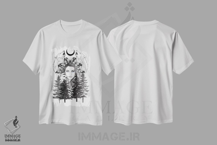 تیشرت طرح دار بیابان/حیات وحش، نقاشی و تصویرگری سیاه و سفید اثر آندریا هرنیاک | immage.ir